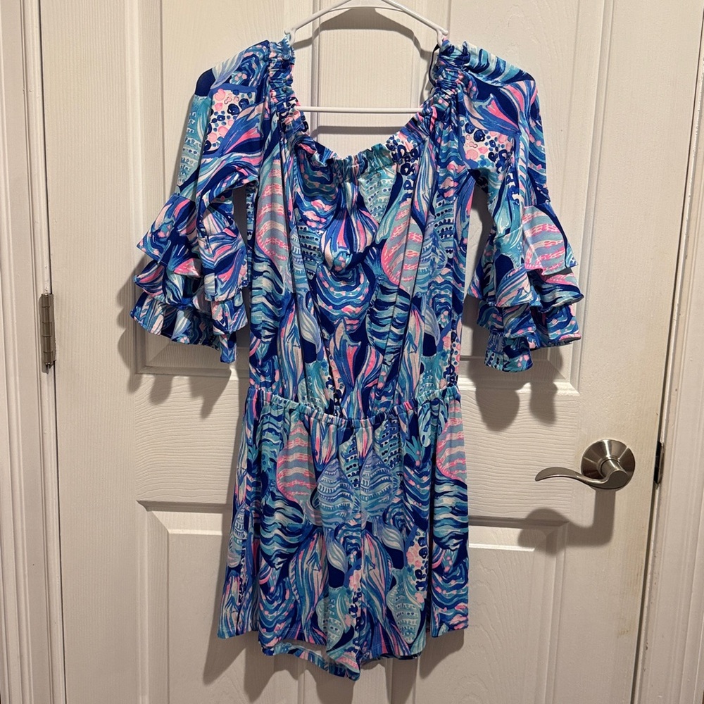 Lilly Pulitzer Blue and Pink Patterned Romper